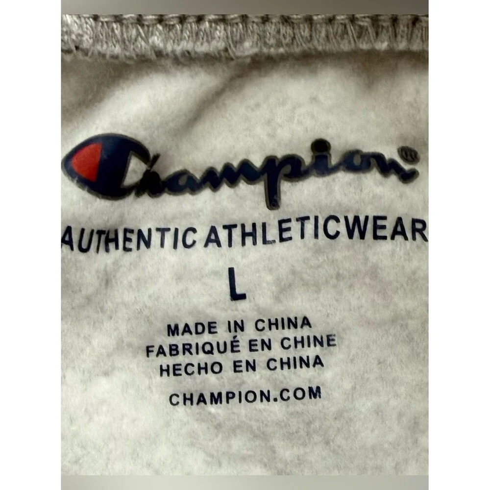 Champion Powerblend Girls Gray Joggers Pink Sequin Logo. Youth Large. NEW